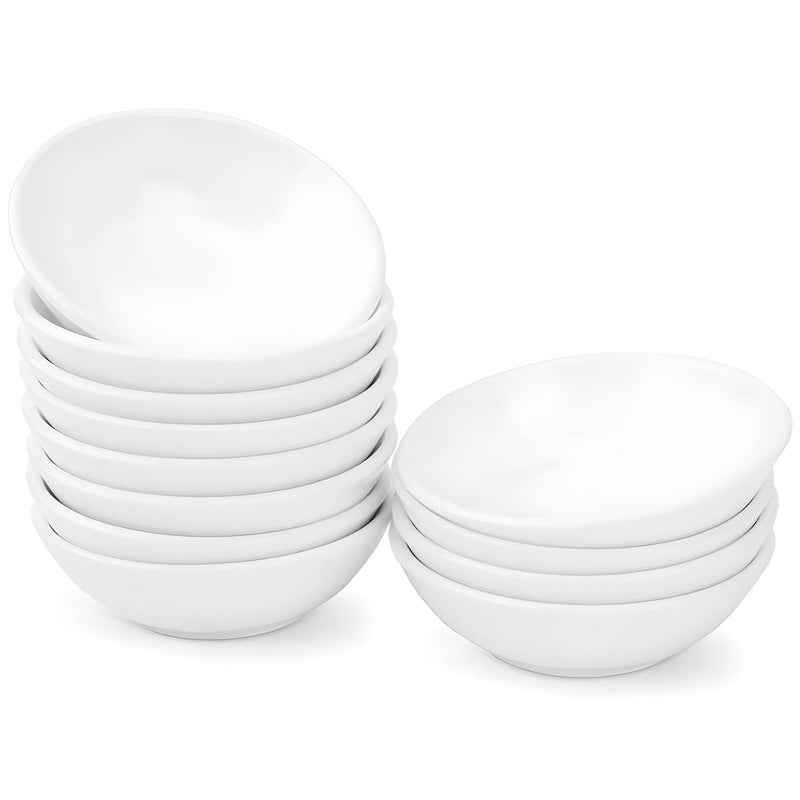 UIBFCWN 12 Pack Soy Sauce Dish 3inch Ceramic Dipping Bowls Bulk, 1.2 Oz White Dipping Sauce Bowls/Dishes, Small Dipping Sauce Cups for Sushi Ketchup Olive Oil Appetizer - Image 1